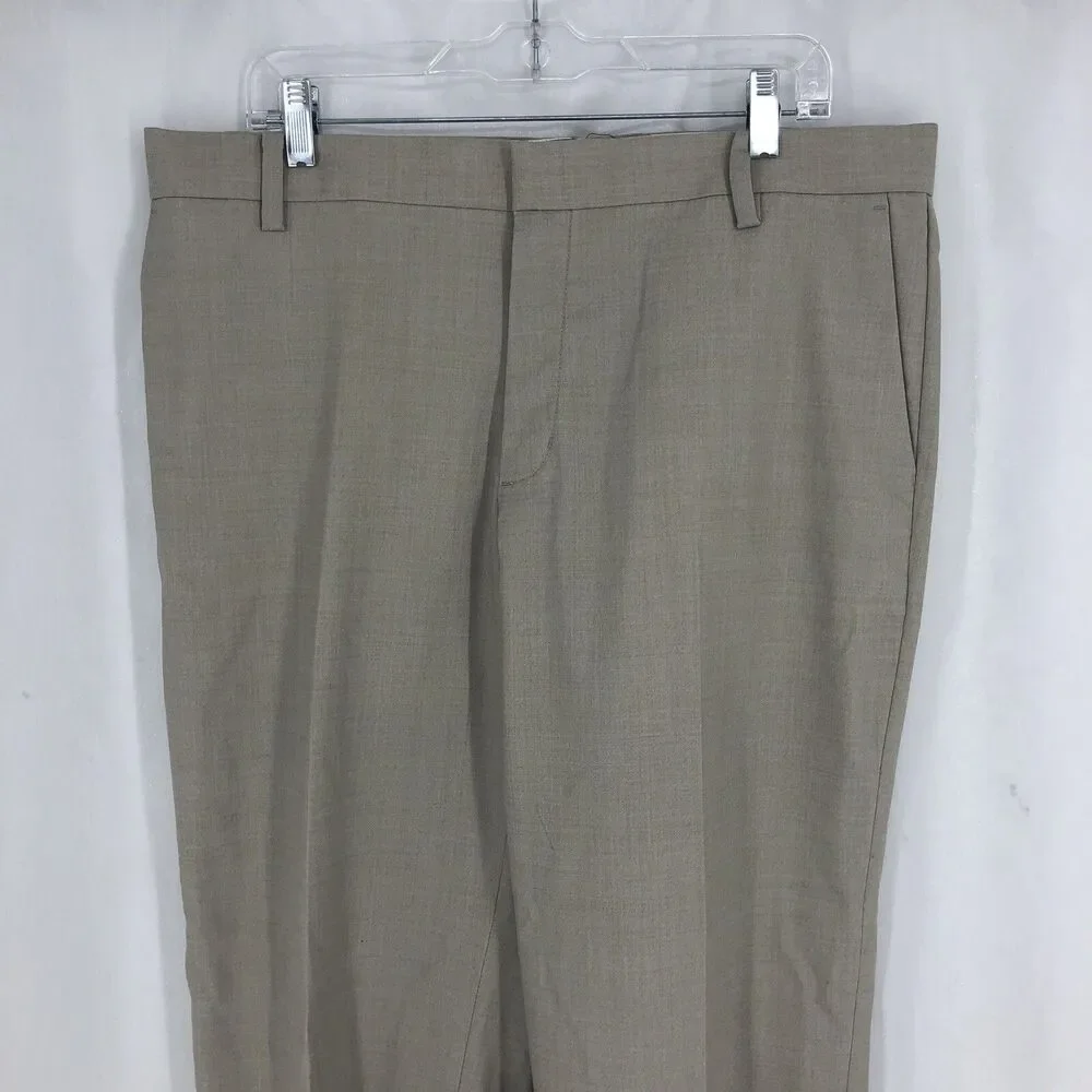 Adidas Adipure Golf Pants Khaki Wool Blend Flat Front P76238 36x32